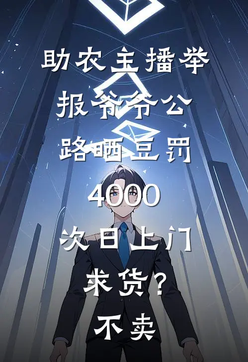 助农主播举报爷爷公路晒豆罚4000,次日上门求货?不卖