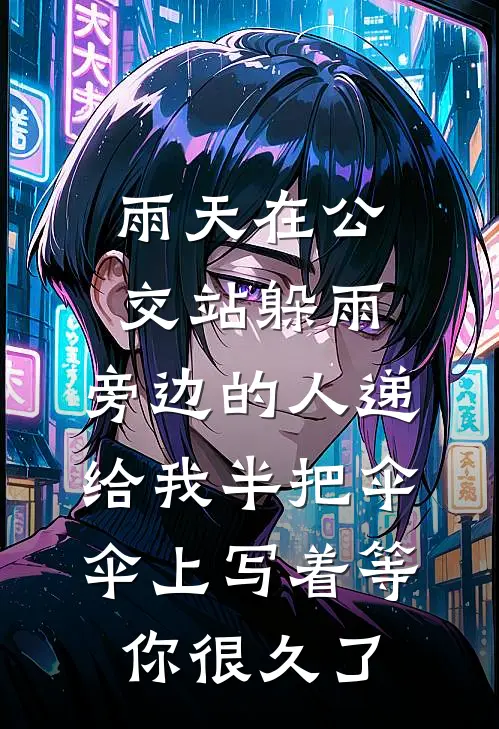 雨天在公交站躲雨,旁边的人递给我半把伞,伞上写着“等你很久了”